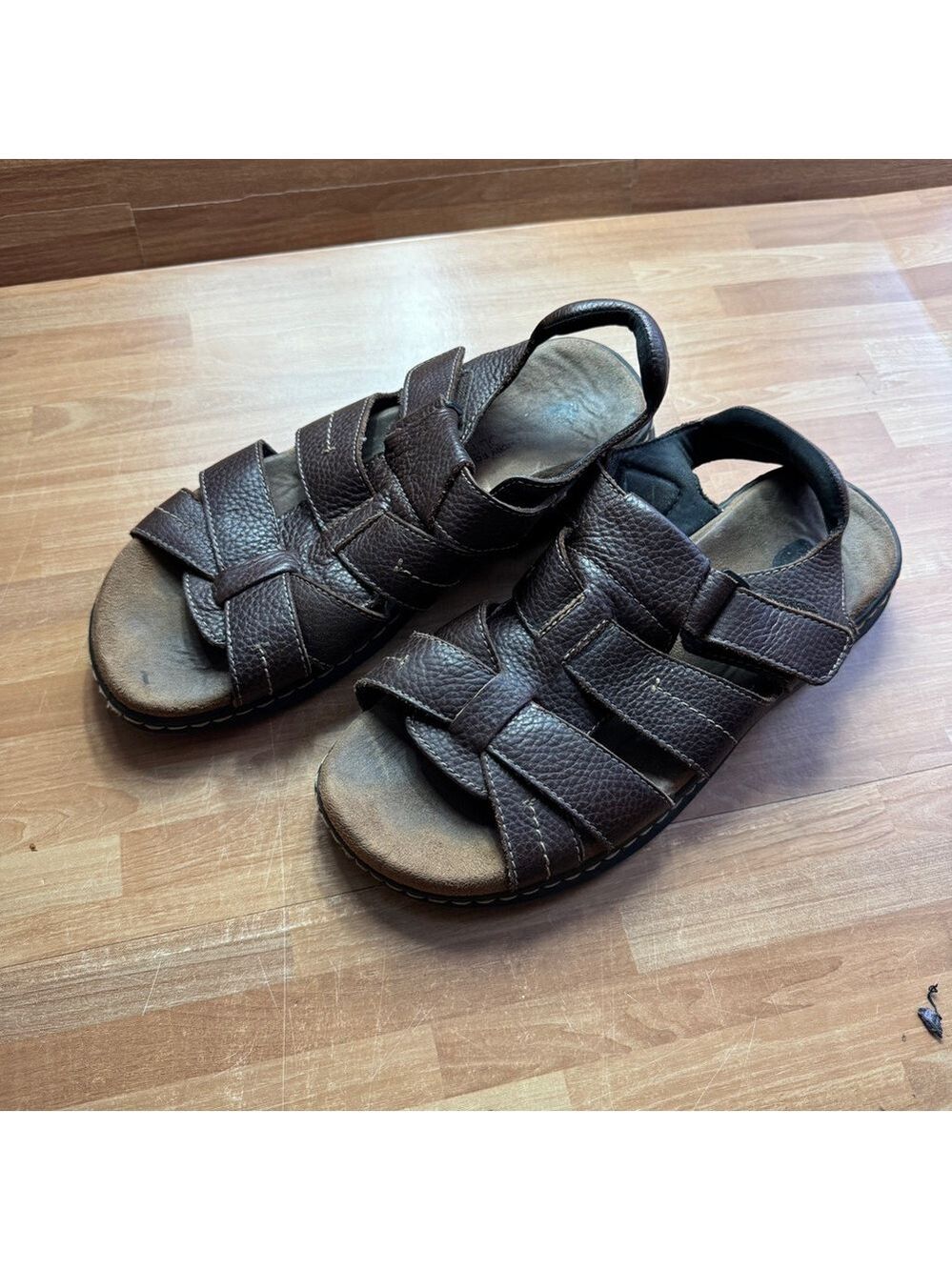 Dr. Scholl's Men's Gaston fisherman sandals, brown leather , size 10